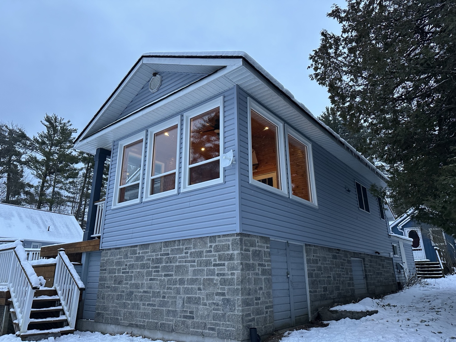 Finished exterior addition with enclosed space