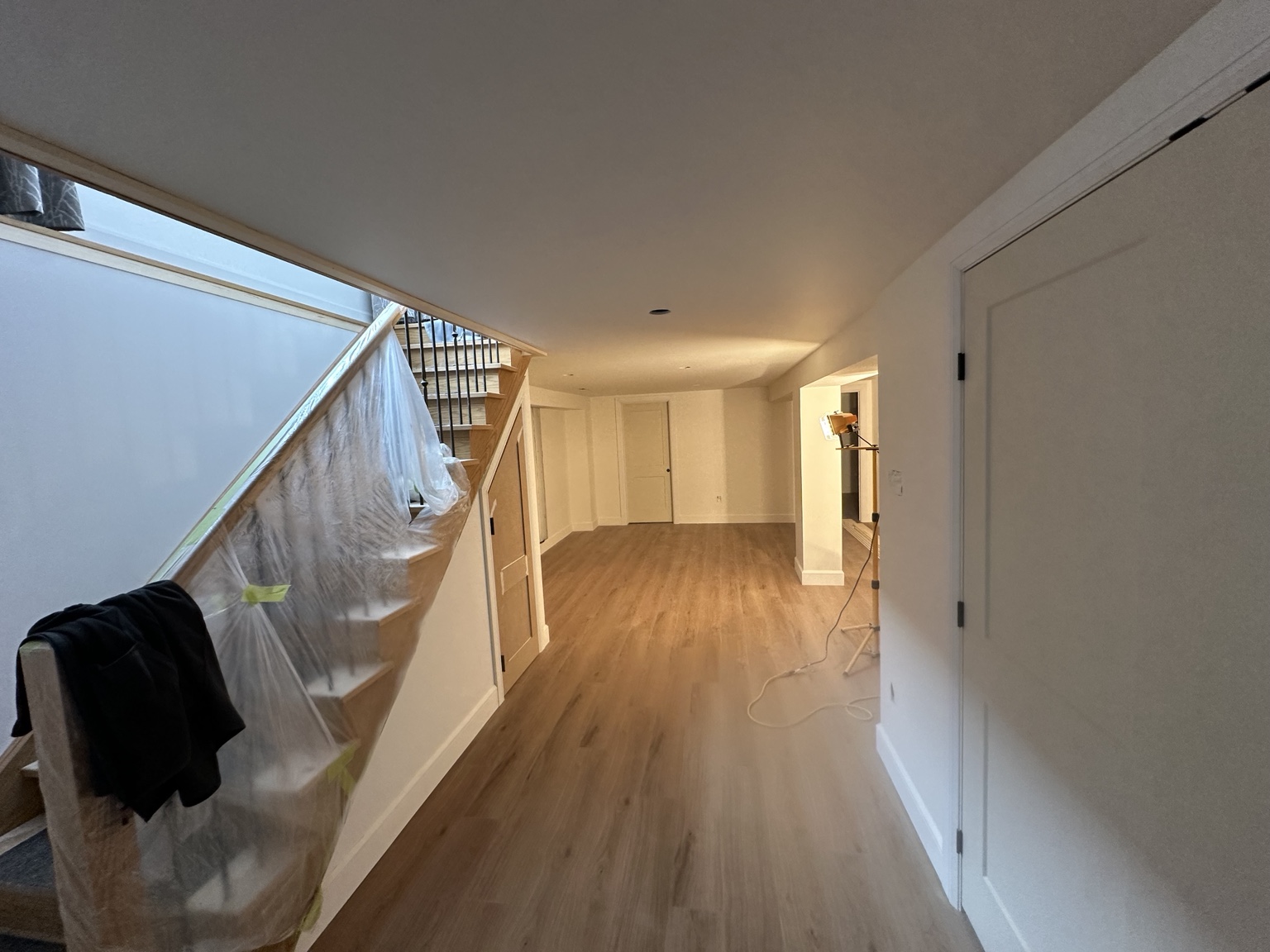 Finished basement hallway renovation