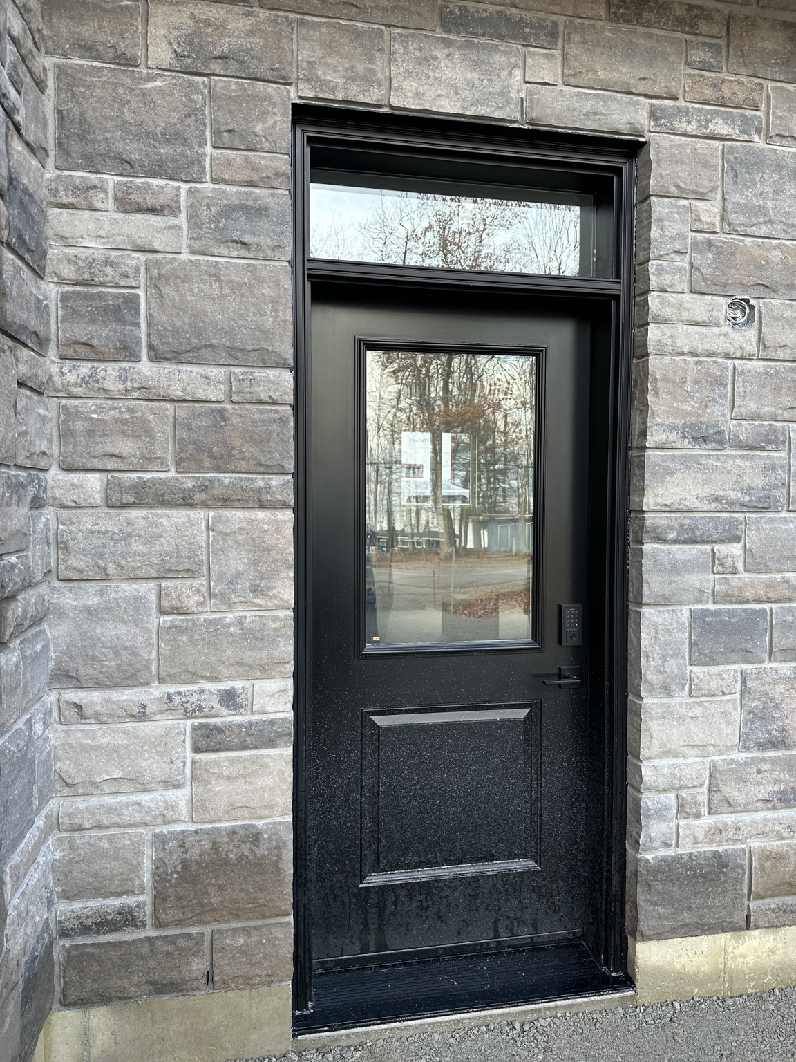 Black exterior side door